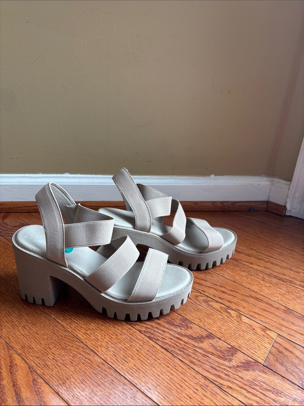 Madden Girl Taupe Strappy Platform Sandals